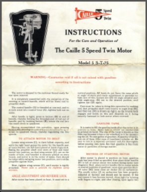 Caille 5-Speed Twin S-T-25 Outboard Manual