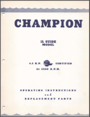 Champion 1L Operating Instructions & Parts list