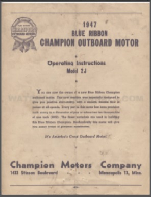 1947 Champion 2J Operating Instructions