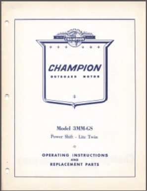 Champion 3MM-GS Operating Instructions & Parts list