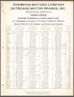 1946-1956 Champion Parts List