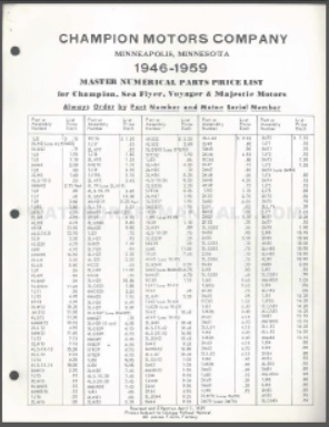 1946-1959 Champion Parts List