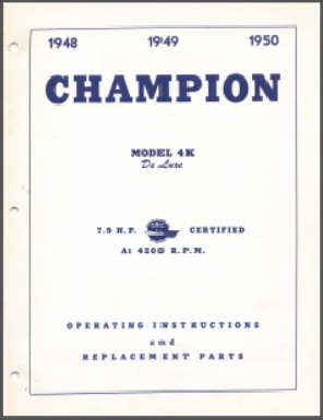 Champion 1948-1950 4K Operating Instructions & Parts list