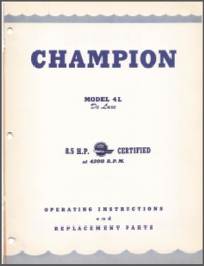 Champion 4L Operating Instructions & Parts list