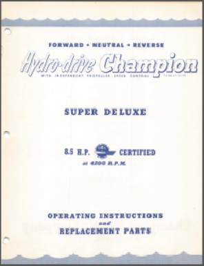 Champion 1951-1952 4L-HD 8.5HP Operating Instructions & Parts list