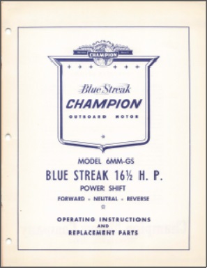 Champion 6MM-GS Operating Instructions & Parts list