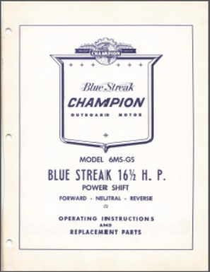 Champion 6MS-GS Operating Instructions & Parts list