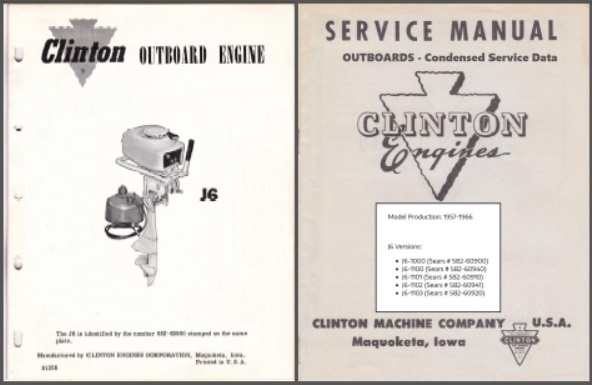 Clinton J6 Outboard Operating Instructions, Parts List, Service Manual
