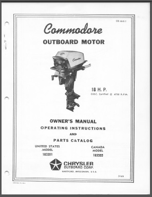 Commodore 183201, 183202 18hp Outboard Owners Manual and Parts List