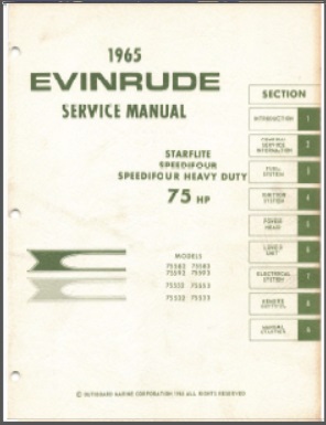 1965 Evinrude 75hp Outboard Service Manual #4205
