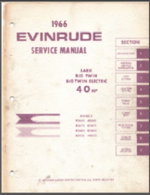 1966 Evinrude 40hp Outboard Service Manual #4283