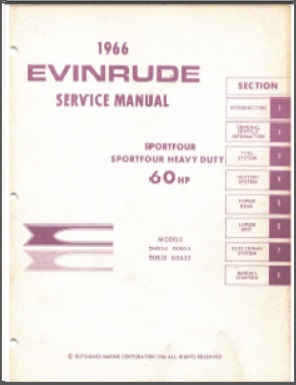1966 Evinrude 60hp Outboard Service Manual #4284