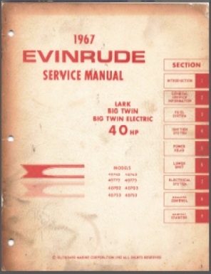 1967 Evinrude 40hp Outboard Service Manual #4357