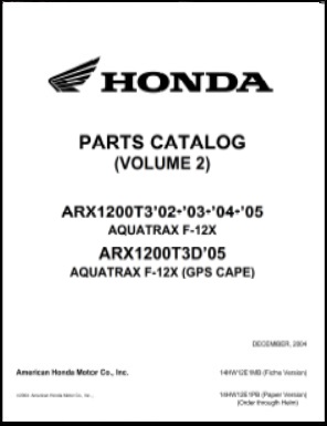 2002 thru 2005 Honda Aquatrax Parts Catalog F-12 F-12X