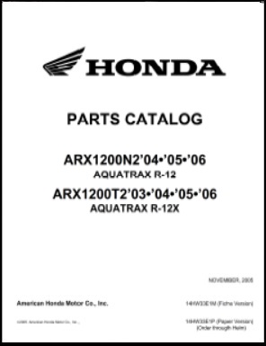 2003 thru 2006 Honda Aquatrax Parts Catalog R-12 R-12X