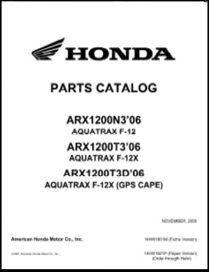 2006 Honda Aquatrax Parts Catalog F-12 F-12X