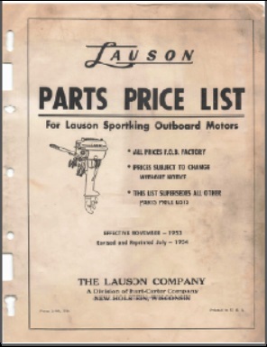 Lauson Outboard Parts Price List