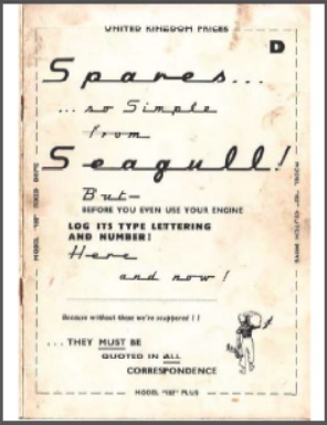 British Seagull LIT 02L Outboard Spares - Parts List Models 102 & 102 Plus