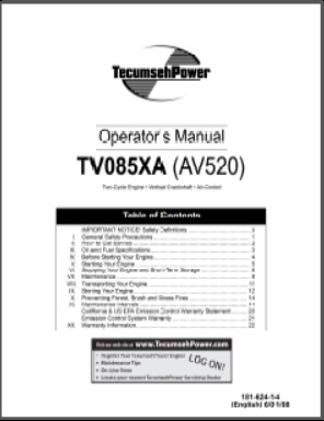 Tecumseh AV520 Operators Manual