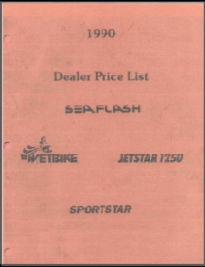 1989-1992 Seaflash Parts Price List Manual